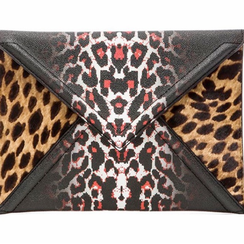 Alexander McQueen Black, Brown, Red Mixed-Animal Envelope Clutch
